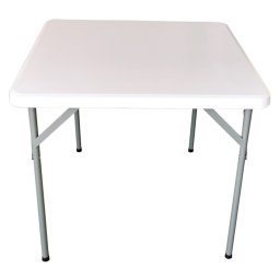Rojaplast műanyag összecsukható kemping, vendéglátó asztal fém lábakkal, 86x86 cm