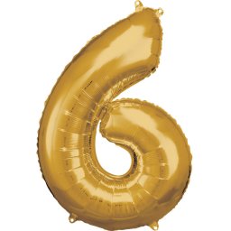Arany Gold óriás szám fólia lufi 6-os, 86x58 cm