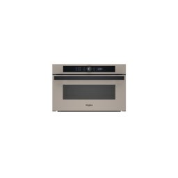 Whirlpool WMD44ME Álló szekrénybe építhető mikrohullámú sütő Szatén, 31 liter, 6. Érzék funkciók, 1000W, CRISP, grill, digitális kijelző (fehér karakterszín), JET Start, JET Defrost, JET Menü, lenyíló tükrös üvegajtó