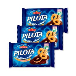 Győri Pilóta vaníliás karika étcsokoládé-bevonattal 3x150 g