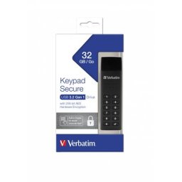 VERBATIM Pendrive, 32GB, USB 3.2, titkosítás, 160/130Mb/s, VERBATIM "Keypad Secure"
