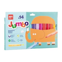 APLI Filctoll készlet, 9,6 mm, kimosható, vastag, APLI Kids "Jumbo", 14 különböző szín