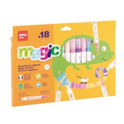 APLI Filctoll készlet, kétvégű, kimosható, APLI Kids "Magic", 18 különböző szín