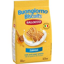 BALOCCO Reggeliző keksz, 350 g BALOCCO "Zuppole", tej- és barna cukordarabos