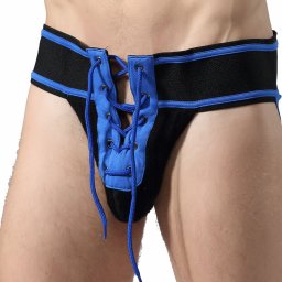 Jockstrap FETISH FOOTBALL – fekete-kék prémium férfi alsó