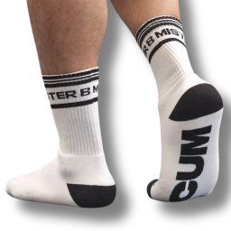 Cum and Dump - fehér fetish zokni férfiaknak