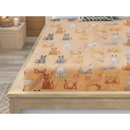 Mikroplüss lepedő COLORED CATS 200x200 cm krémszínű