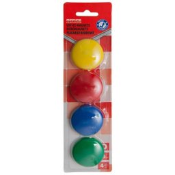 OFFICE PRODUCTS Mágneskorong, 40 mm, 4 db, OFFICE PRODUCTS, vegyes színek