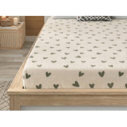 Mikroplüss lepedő HEARTINO 200x200 cm krém színű