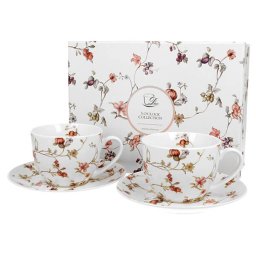 Kisvirágos porcelán csésze aljjal - 270 ml - 2 személyes készlet - ROMANTIC SAFA