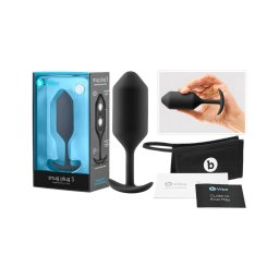 b-Vibe Snug Plug 3 - fekete dupla golyós butt plug, anál plug (180 g)