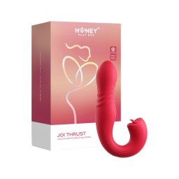 Honey Play Box Joi Thrust 2 - App-vezérelt lökő nyelves vibrátor (piros)