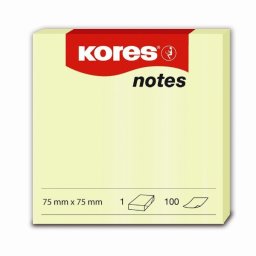 Öntapadós jegyzettömb 75x75mm sárga 100 lap Kores
