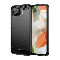 Szilikon telefonvédő (ütésállóság, légpárnás sarok, szálcsiszolt, karbon minta) FEKETE Google Pixel 9a