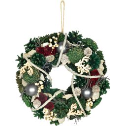Koszorú MagicHome Vianoce, karácsonyi, függő, zöld, 30x30x8 cm