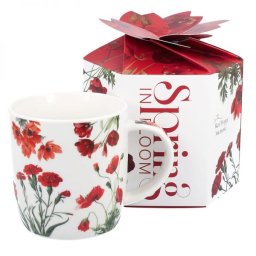 Pipacsos porcelán bögre - 400 ml - piros díszdobozos