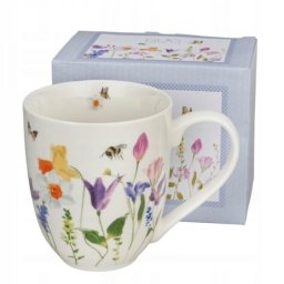 Tulipán-réti virágos porcelán nagyméretű XXL bögre - 1 literes
