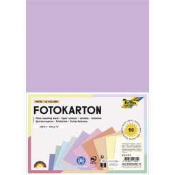 FOLIA Dekorkarton, 2 oldalas, A4, 300 g, 10x5 lap, FOLIA, ,,Pastel", vegyes színek