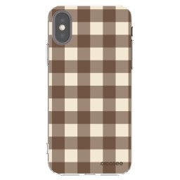 Átlátszó szilikon tok az alábbi mobiltelefonokra Apple iPhone X/XS - Brown grid