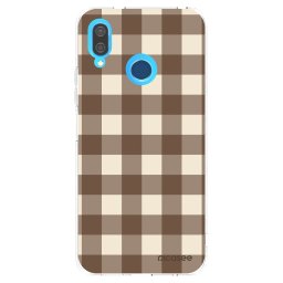 Átlátszó szilikon tok az alábbi mobiltelefonokra Huawei P20 Lite - Brown grid