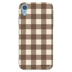 Átlátszó szilikon tok az alábbi mobiltelefonokra Apple iPhone XR - Brown grid