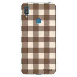 Átlátszó szilikon tok az alábbi mobiltelefonokra Huawei Y7 2019 - Brown grid