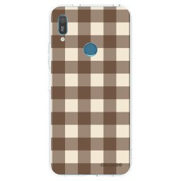 Átlátszó szilikon tok az alábbi mobiltelefonokra Huawei Y6 2019 - Brown grid