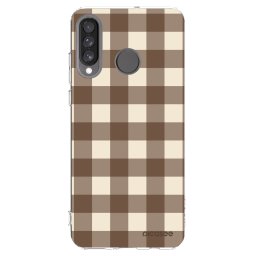 Átlátszó szilikon tok az alábbi mobiltelefonokra Huawei P30 Lite - Brown grid