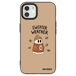 Fekete szilikon tok az alábbi mobiltelefonokra Apple iPhone 12 - Sweater ghost