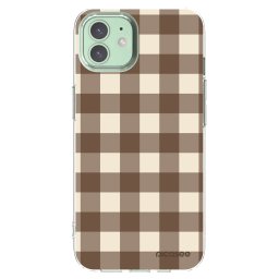 Átlátszó szilikon tok az alábbi mobiltelefonokra Apple iPhone 12 - Brown grid