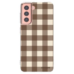 Átlátszó szilikon tok az alábbi mobiltelefonokra Samsung Galaxy S21 5G G991B - Brown grid