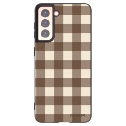 Fekete szilikon tok az alábbi mobiltelefonokra Samsung Galaxy S21 5G G991B - Brown grid