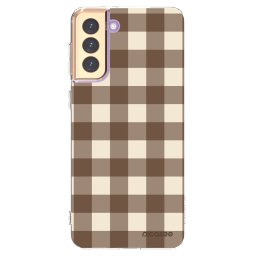 Átlátszó szilikon tok az alábbi mobiltelefonokra Samsung Galaxy S21+ 5G G996F - Brown grid