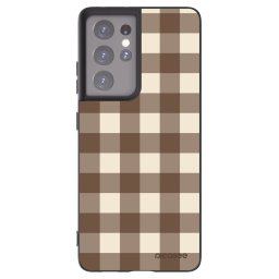 Fekete szilikon tok az alábbi mobiltelefonokra Samsung Galaxy S21 Ultra 5G G998B - Brown grid