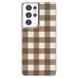 Átlátszó szilikon tok az alábbi mobiltelefonokra Samsung Galaxy S21 Ultra 5G G998B - Brown grid