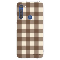 Átlátszó szilikon tok az alábbi mobiltelefonokra Motorola Moto G8 - Brown grid