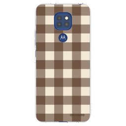 Átlátszó szilikon tok az alábbi mobiltelefonokra Motorola Moto G9 Play - Brown grid