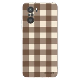 Átlátszó szilikon tok az alábbi mobiltelefonokra Xiaomi Poco F3 - Brown grid