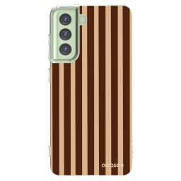 Átlátszó szilikon tok az alábbi mobiltelefonokra Samsung Galaxy S21 FE 5G - Brown lines