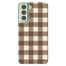 Átlátszó szilikon tok az alábbi mobiltelefonokra Samsung Galaxy S21 FE 5G - Brown grid