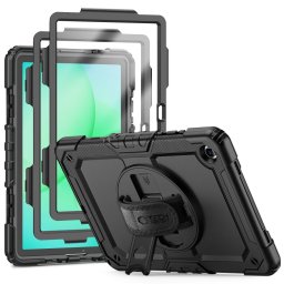 Tech-Protect Solid 2-Set Samsung Galaxy A9+ / Galaxy A11+ tablet tok kitámasztóval, kijelző védelemmel, fekete