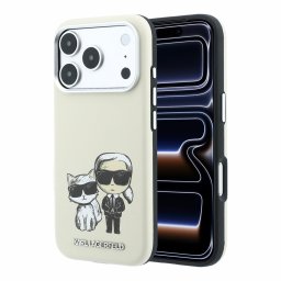 Karl Lagerfeld PU Semi Wrap Smooth Sketch Bodies Apple iPhone 18 Pro / 17 Pro tok, MagSafe, bézs-ezüst