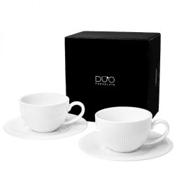 Duo Raphael fehér porcelán espresso kávéscsésze aljjal - 110 ml - 2 személyes készlet
