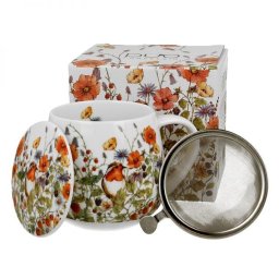 Mezei virág - pipacsos porcelán öblös bögre fémszűrővel - 430 ml - Wild Bird