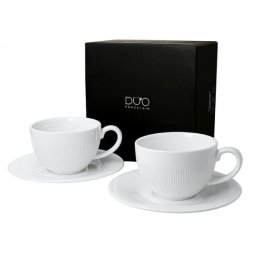 Duo Raphael fehér porcelán csésze aljjal - 240 ml - 2 személyes készlet
