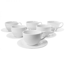 Duo Raphael fehér porcelán csésze aljjal - 240 ml - 6 személyes készlet