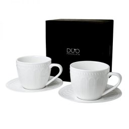 Duo Twilight fehér porcelán csésze aljjal - 250 ml - 2 személyes készlet