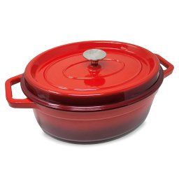 Klarstein Podolica, tepsi, 5,5 L, edény, öntöttvas, zománcozott, ovális, fogantyúk (BBQ-365D)