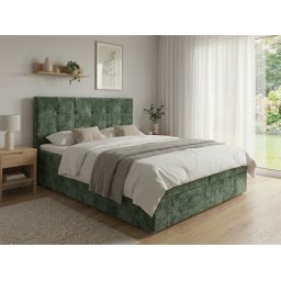 Kárpitozott boxspring ágy DIRELIS VIBE 140x200 cm sötétzöld VIBE 39 Matrac: Bonell rugós matrac