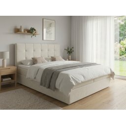 Kárpitozott boxspring ágy DIRELIS VIBE 160x200 cm krémszínű VIBE 03 Matrac: Bonell rugós matrac